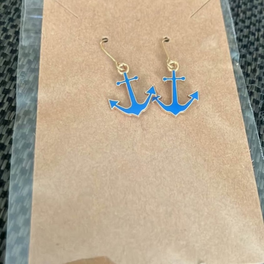 Blue Anchor Earrings